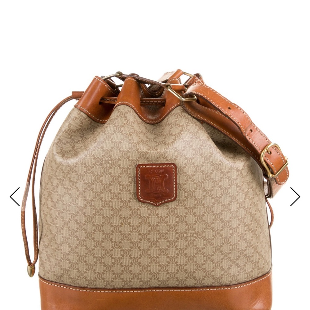 Authentic Celine Vintage Macadam and Brown Bucket Bag